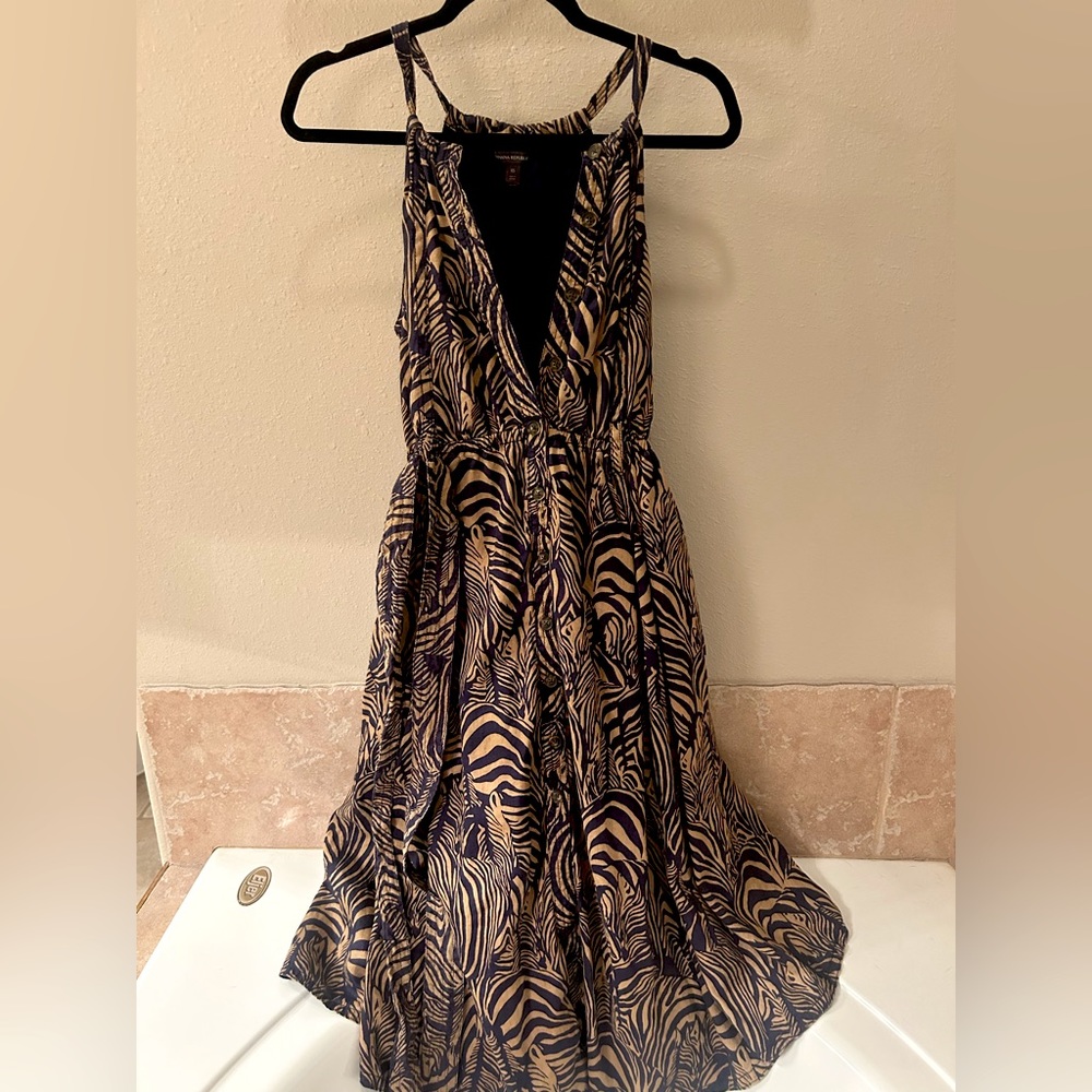 Banana Republic Linen halter neck Midi Dress Zebra Print Size XS